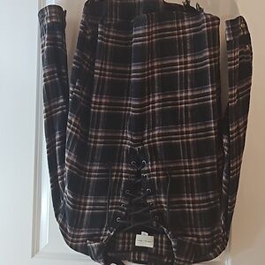 AE Lace Up Plaid Shirt